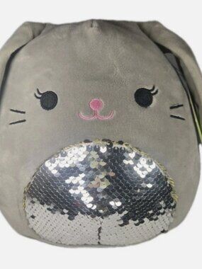 Squishmallow Bunny Blake Plush 8" Gray Sequin Stuffed Toy Open Eye RARE NWT